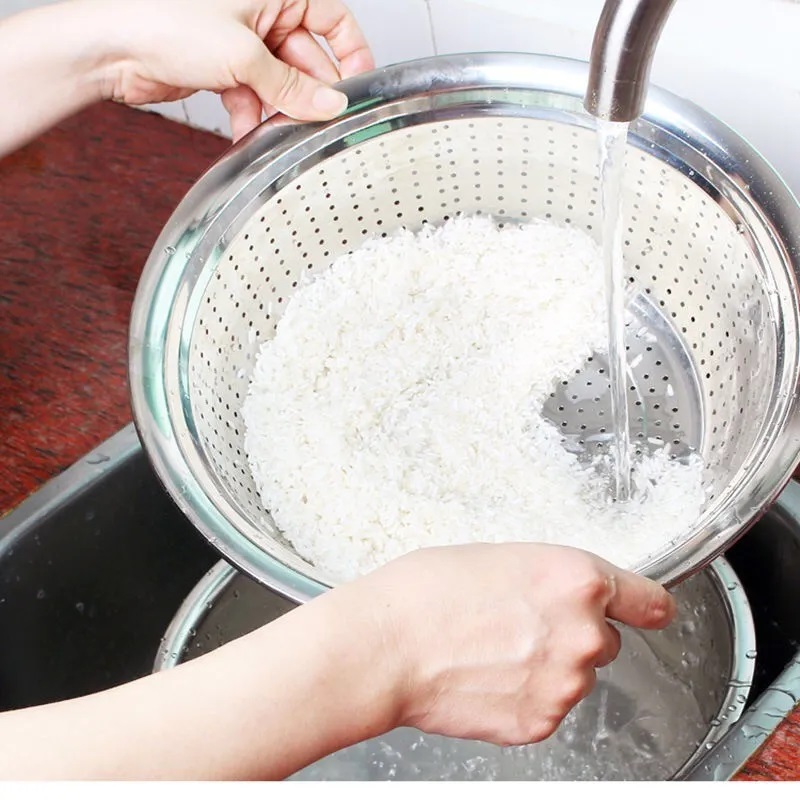 Stainless Steel Mesh Strainer Fast Draining Rice Vegetable Colander For Your Kitchen 24cm Diameter