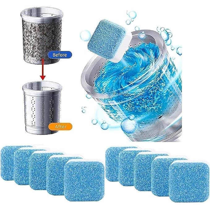 Washing Machine Deep Cleaner Tablet Front and Top Load Machine Descaling Powder Tablet 12 Pcs