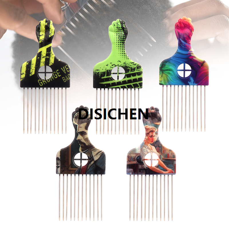 DISICHEN 1pc Afro Hair Pick Comb, Metal Teeth Hair Fork Comb, For Straightening Styling Detangling Hair Luxury