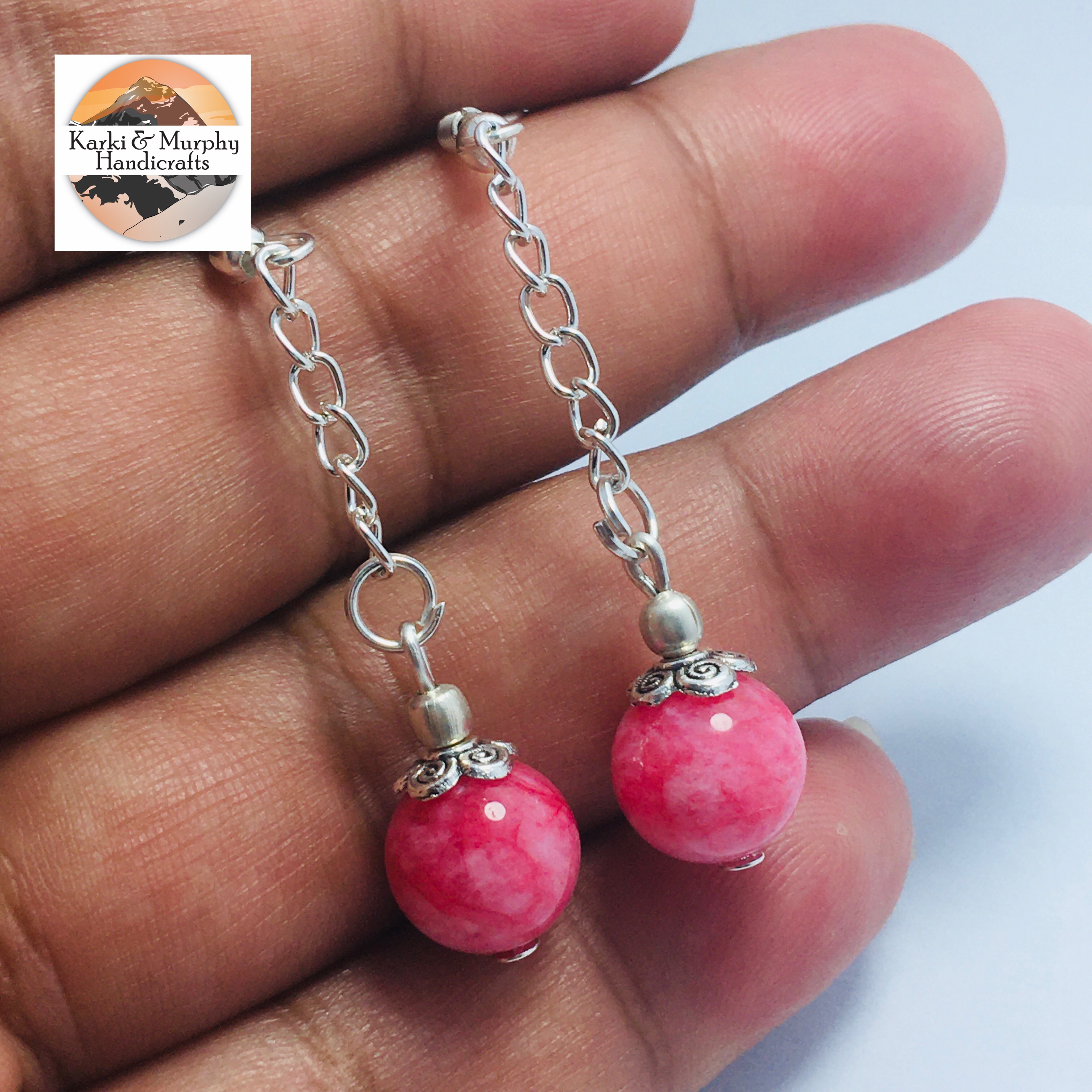 Beaded Cherry Drop Earrings. Jhumka. Earrings