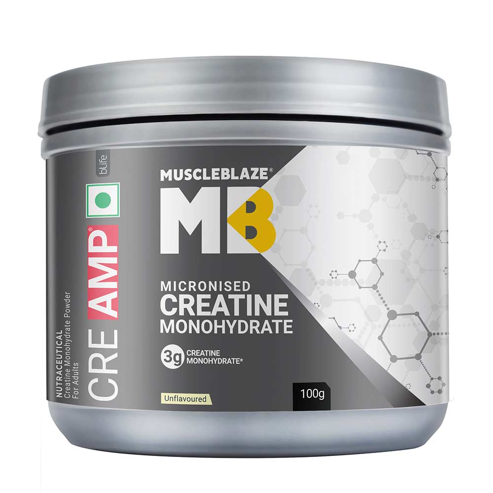 MuscleBlaze Creatine Monohydrate 100g 33 Servings with CREAMP Micronized Powder for Muscle Building