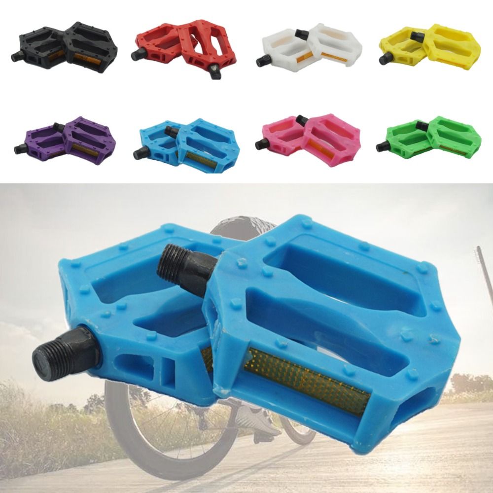 1 Pair Colorful Standard Bicycle Pedals Plastic Accessories Mountain Bike Pedals Anti-slip Replacement Bike Foot Plat Outdoor&Sports