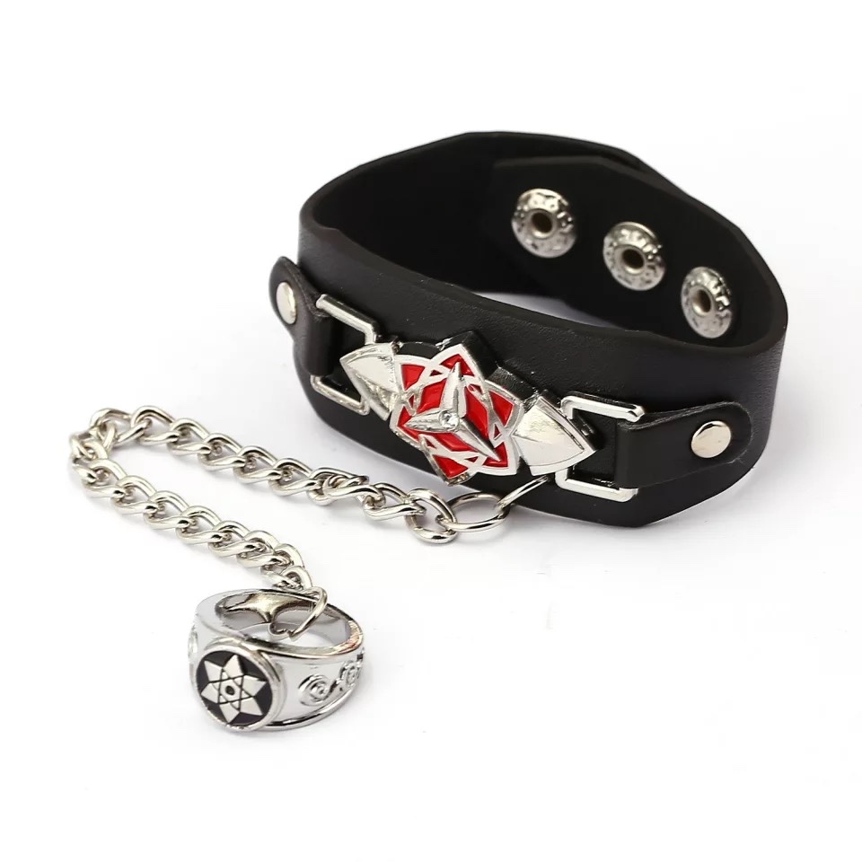 ANX Anime Attack on Titan/Naruto/ Luffy PU Woven Leather Bracelet and Ring Anime Bracelet and Ring