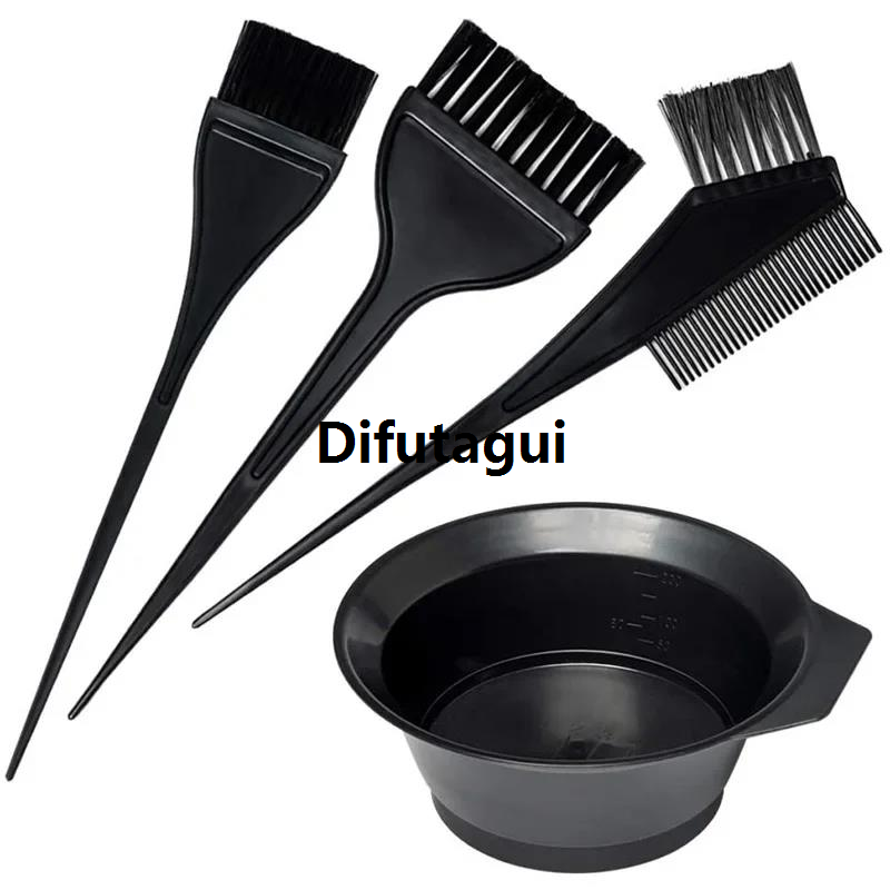 Difutagui Bowl brush stirring dye hair dye accessories hair dye black set Bargain price / 4 piece set comb plastic color mix DIY hairstyling tools