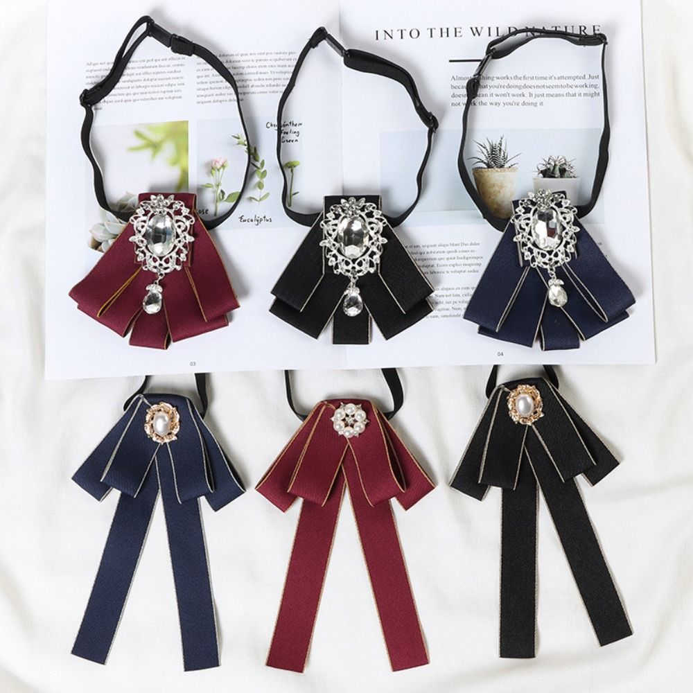 New Alloy Bow Tie Gift Rhinestone Bowknot Brooches Neck Decoration Jewelry Accessories Necktie Shirt Collar