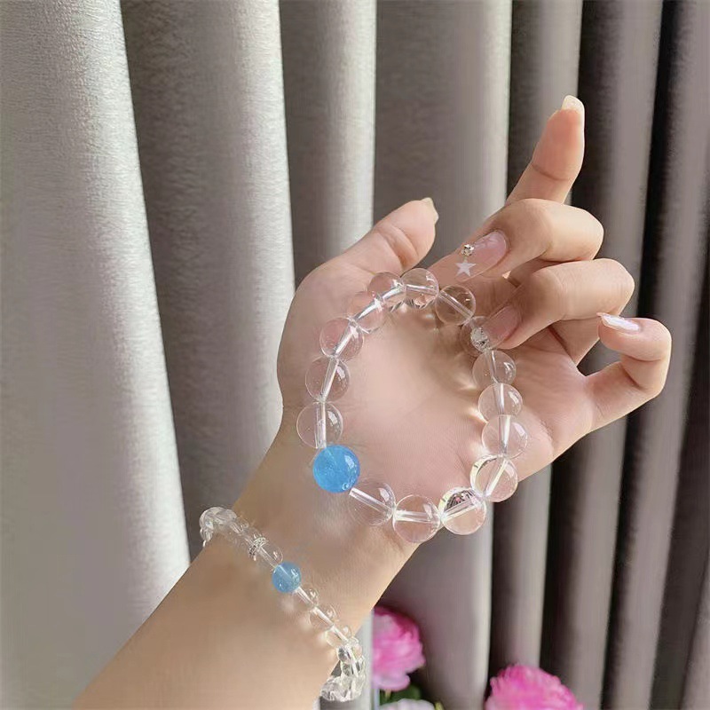 【Mega Sale】Zhao Rusi White Bracelet Female Couple Stone Transporter Aquamarine Beads Natural Bracelet Jewelry