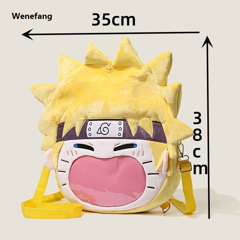 Wenefang NARUTO Uzumaki Naruto Anime Plush Backpack Kindergarten Backpack Luxury Transparent Itabag Couples' Birthday Gifts Children's Toys