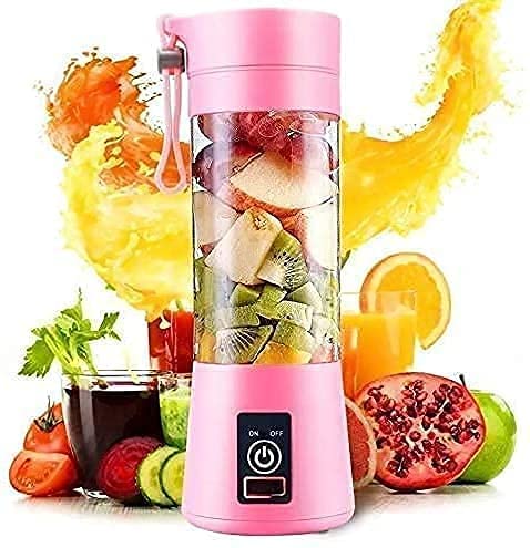Portable Juicer Blender, Household Fruit Mixer - Six Blades in 3D, 380ml Fruit Mixing Machine with USB Charger Cable for Superb Mixing, USB Juicer Cup(Pink)