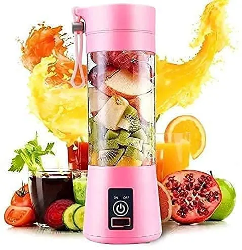 Portable Juicer Blender, Household Fruit Mixer - Six Blades in 3D, 380ml Fruit Mixing Machine with USB Charger Cable for Superb Mixing, USB Juicer Cup(Pink)