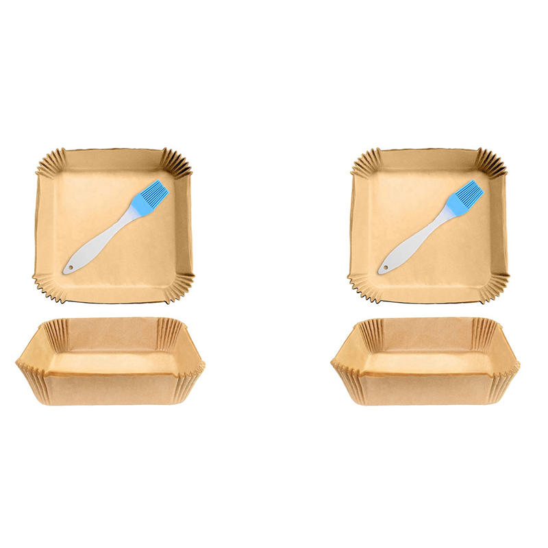 100Pcs Air Fryer Parchment Paper with Oil Brush Air Fryer Liners Square 6.3Inch Disposable Baking Paper Air Fryer Sheets