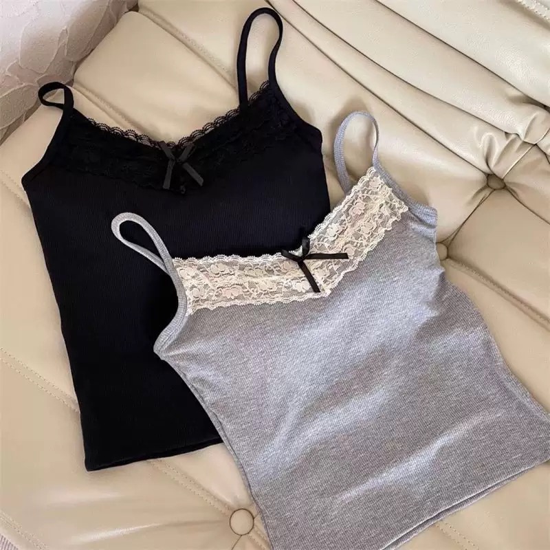 Sweet Lace Bow Vest Camisoles Top For Women