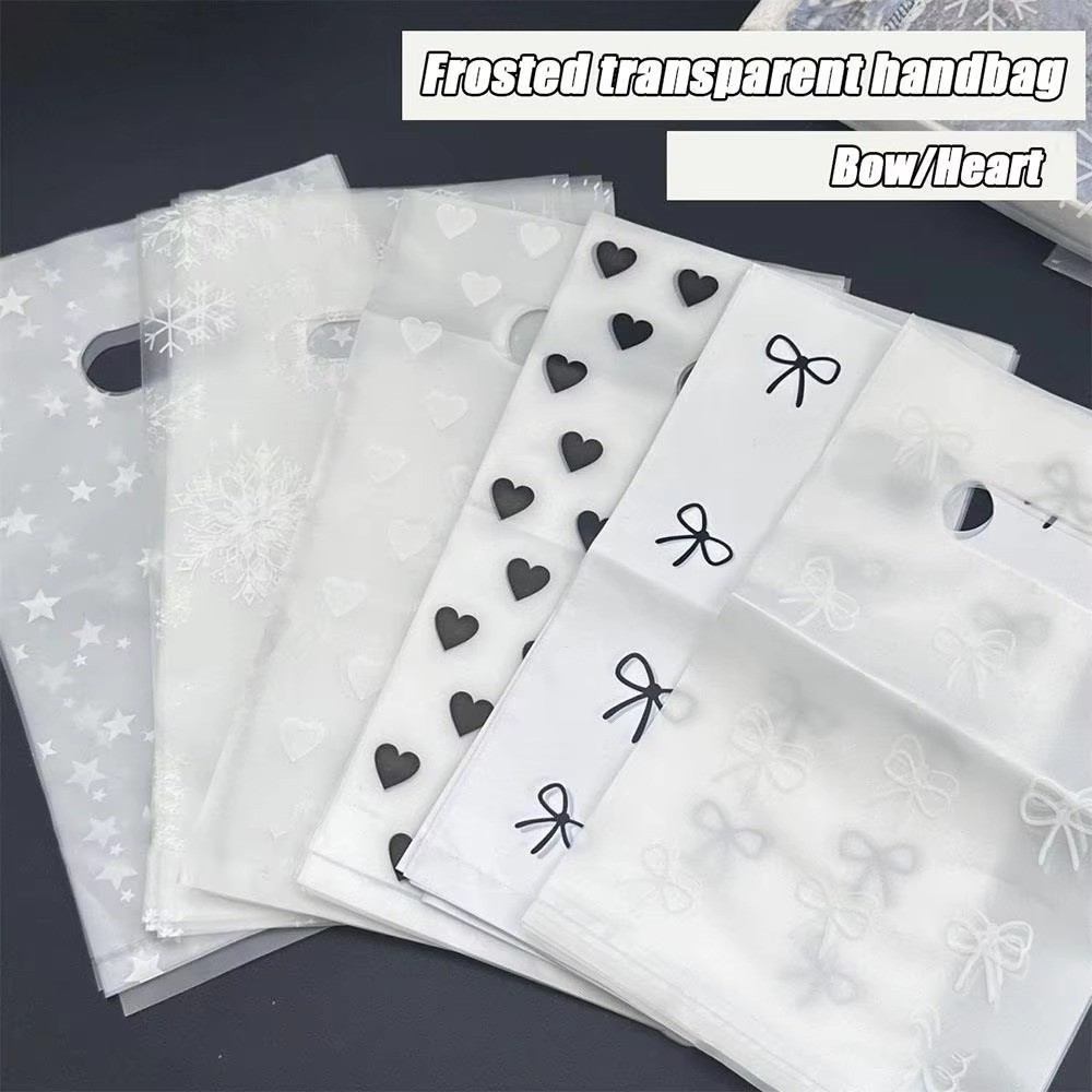 10pcs/bag DIY Self-sealing Bowknot Gift Bag Translucent White Frosted Material Small Card Packaging Bags Tote Bags