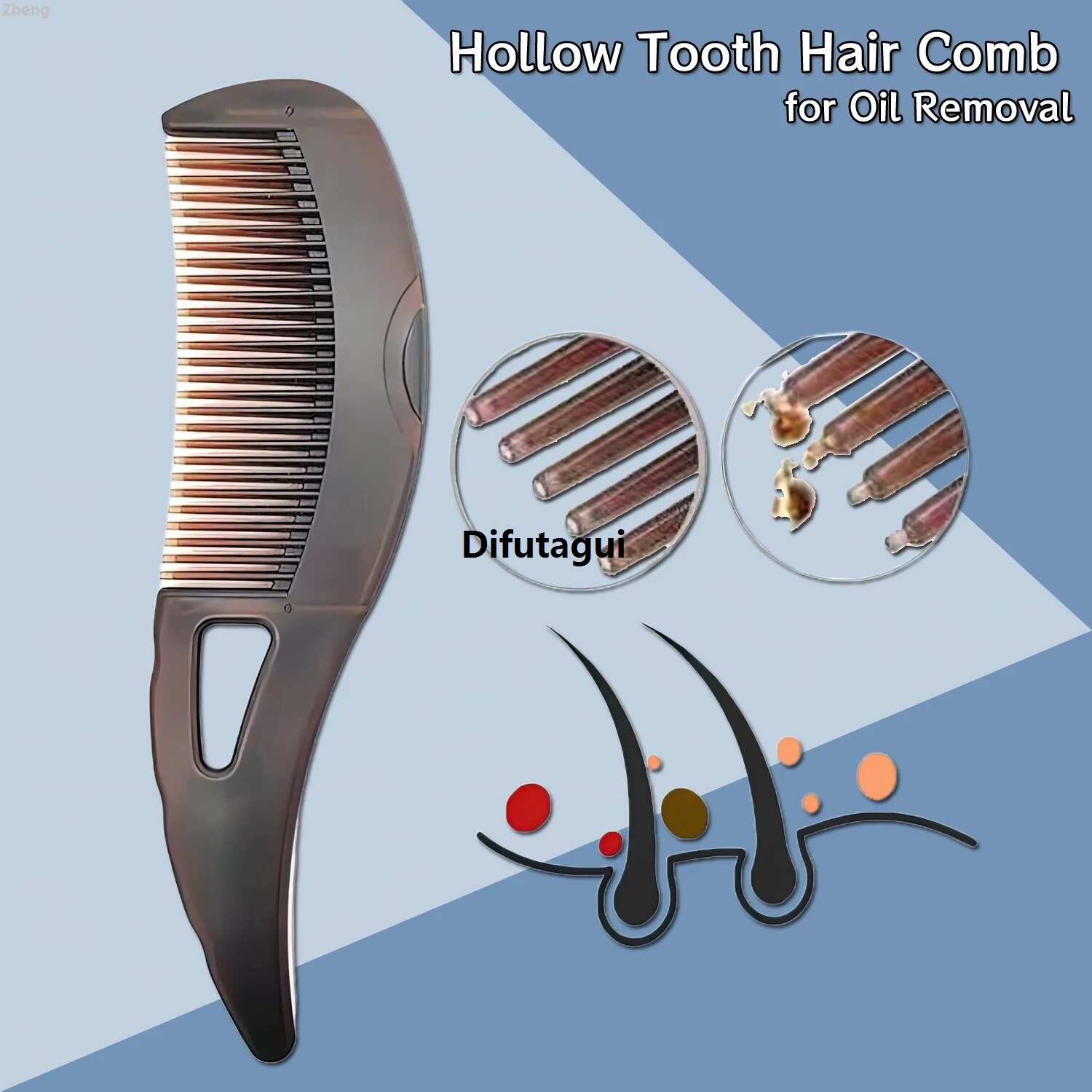 Difutagui Zheng Reduces scalp pain Hollow tooth hairbrush dandruff relief comb Scalp Profesional New style point massage Dandruff pain removal Scalp care comb Women's Men
