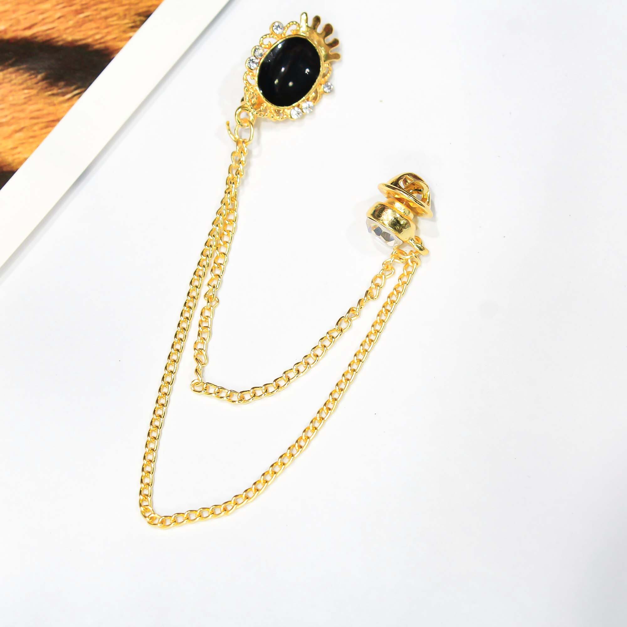 Black/Golden Lapel Crown Brooch