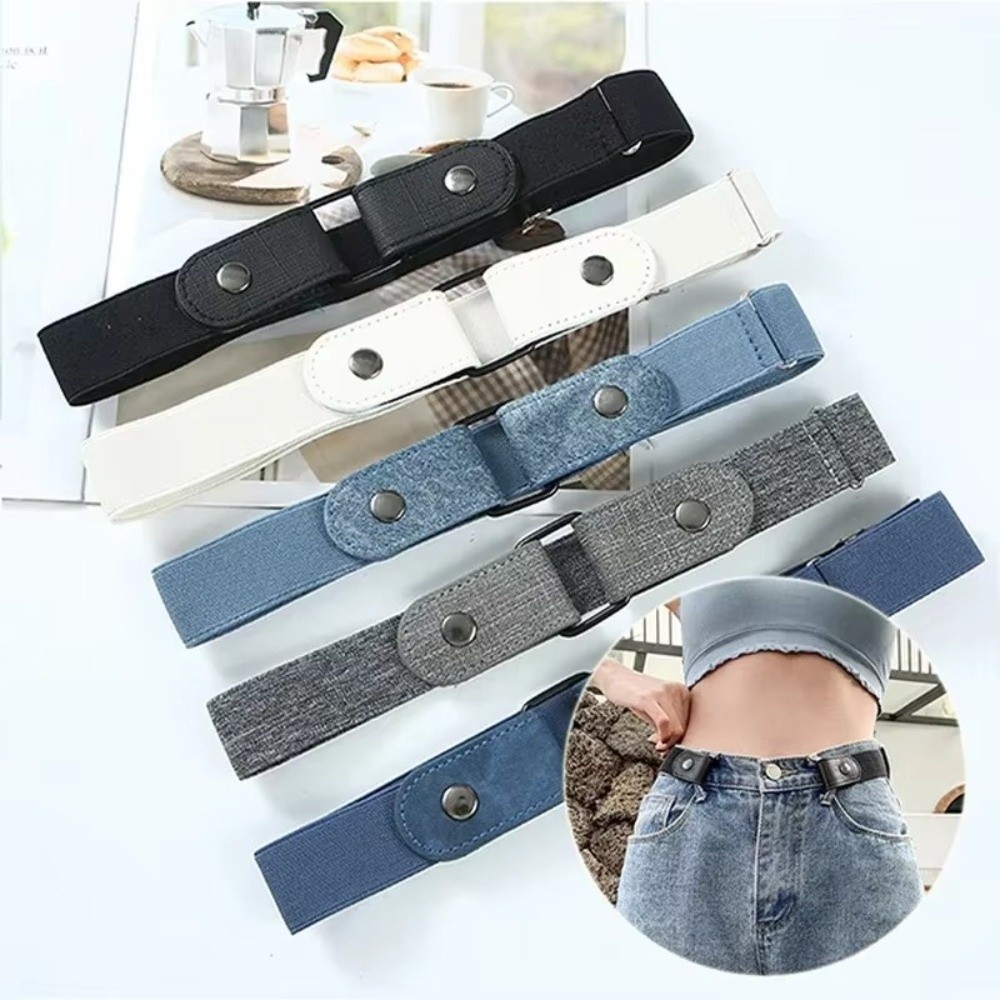 Convenient Easy To Wear Invisible Belt Stretch Elastic Canvas Buckle-Free Belts Adjustable Waist Tighten Belt Fashion Wear