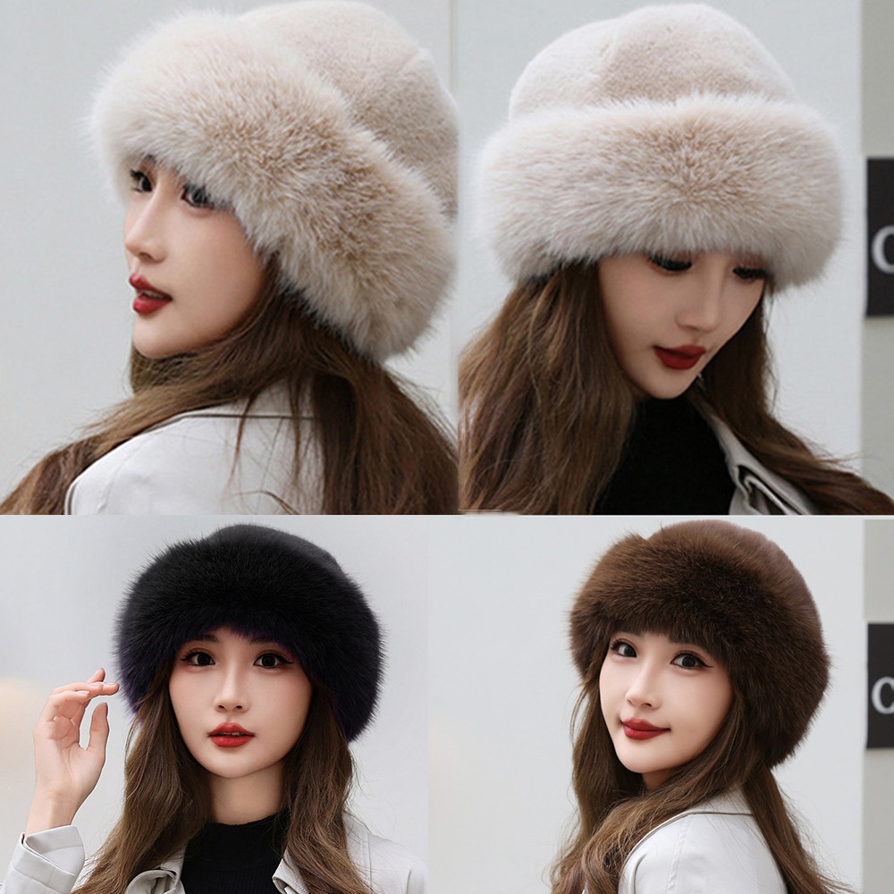 Fashion Warm Faux Fur Hat Solid Ear Protection Winter Hat Cover Head Cap Solid color Berets Winter