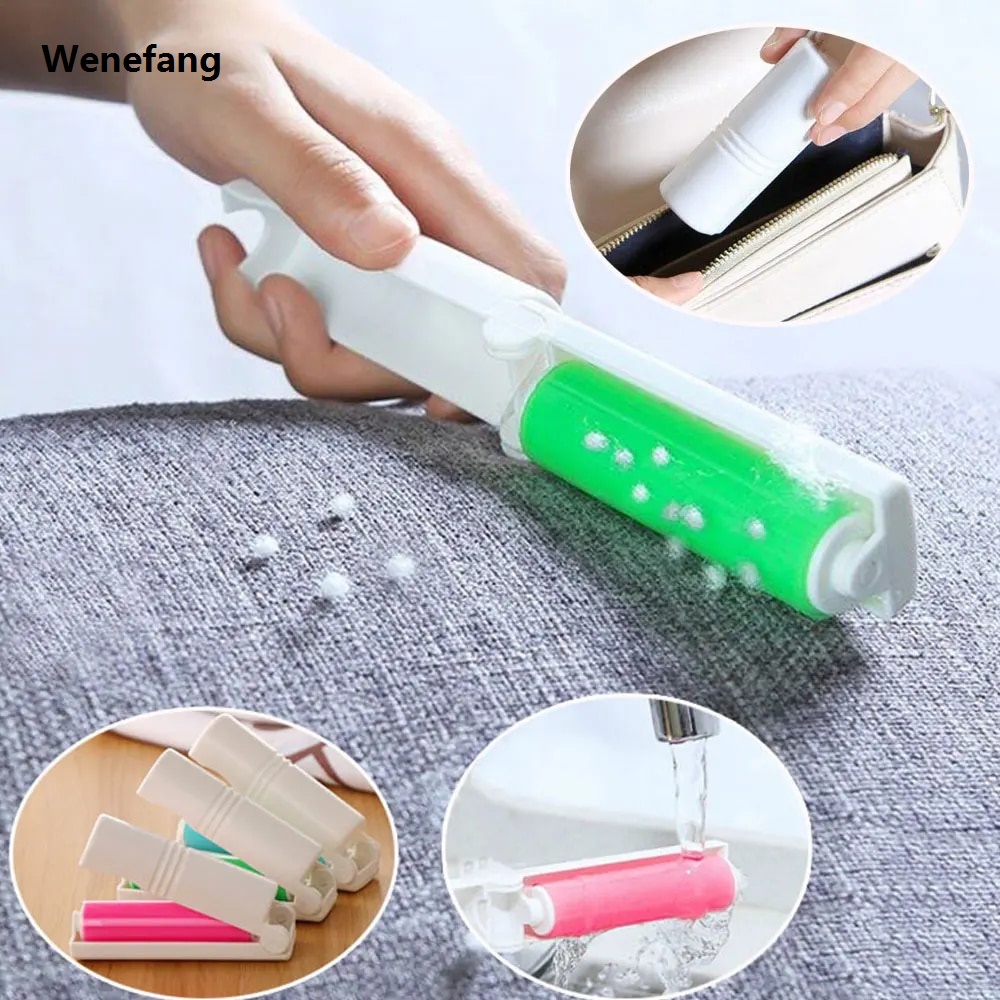 Wenefang transparent bag Portable Lint Remover Mini Clothes Hair Sticky Roller Washable Reusable Home Clean Pet Hair Remover For Carpet Bed Sofa Clothing
