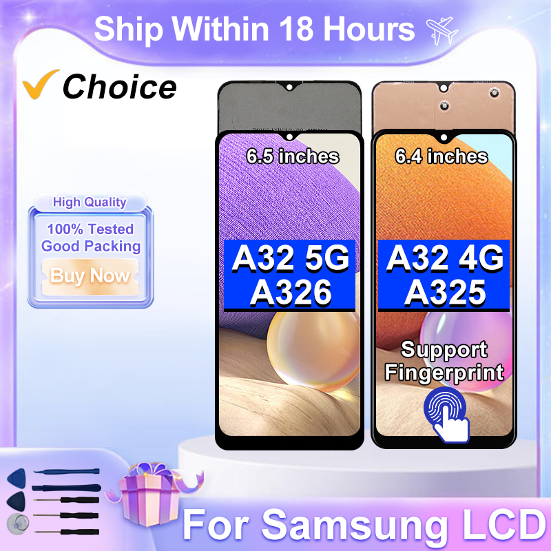 New specials AMOLED For Samsung Galaxy A32 4G Display LCD A325 A325F Touch Screen Digitizer For A32 5G LCD A326 A326B A326U Replace Parts