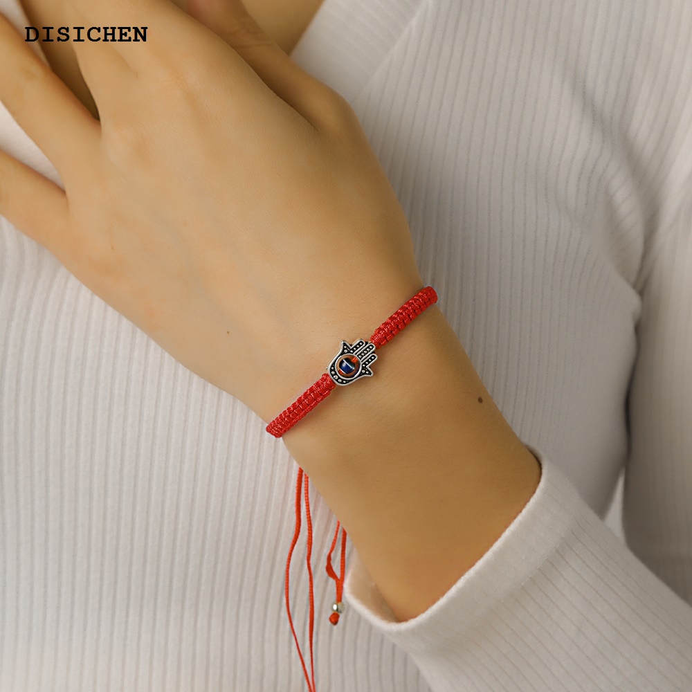 DISICHEN Original New Prayer Hand of Fatima Evil Eye Braiding Bracelet Red Black Blue Color Nylon Thread Lucky Couple Bracelet Jewelry Men Women
