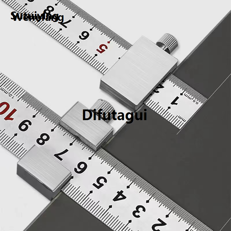Difutagui Ruler Stop Fences Metal Scribers Steel Ruler Positioning Limit Block Portable Sales promotion New style Angles Line Scribers Locators for Woodworking Marking Gauge