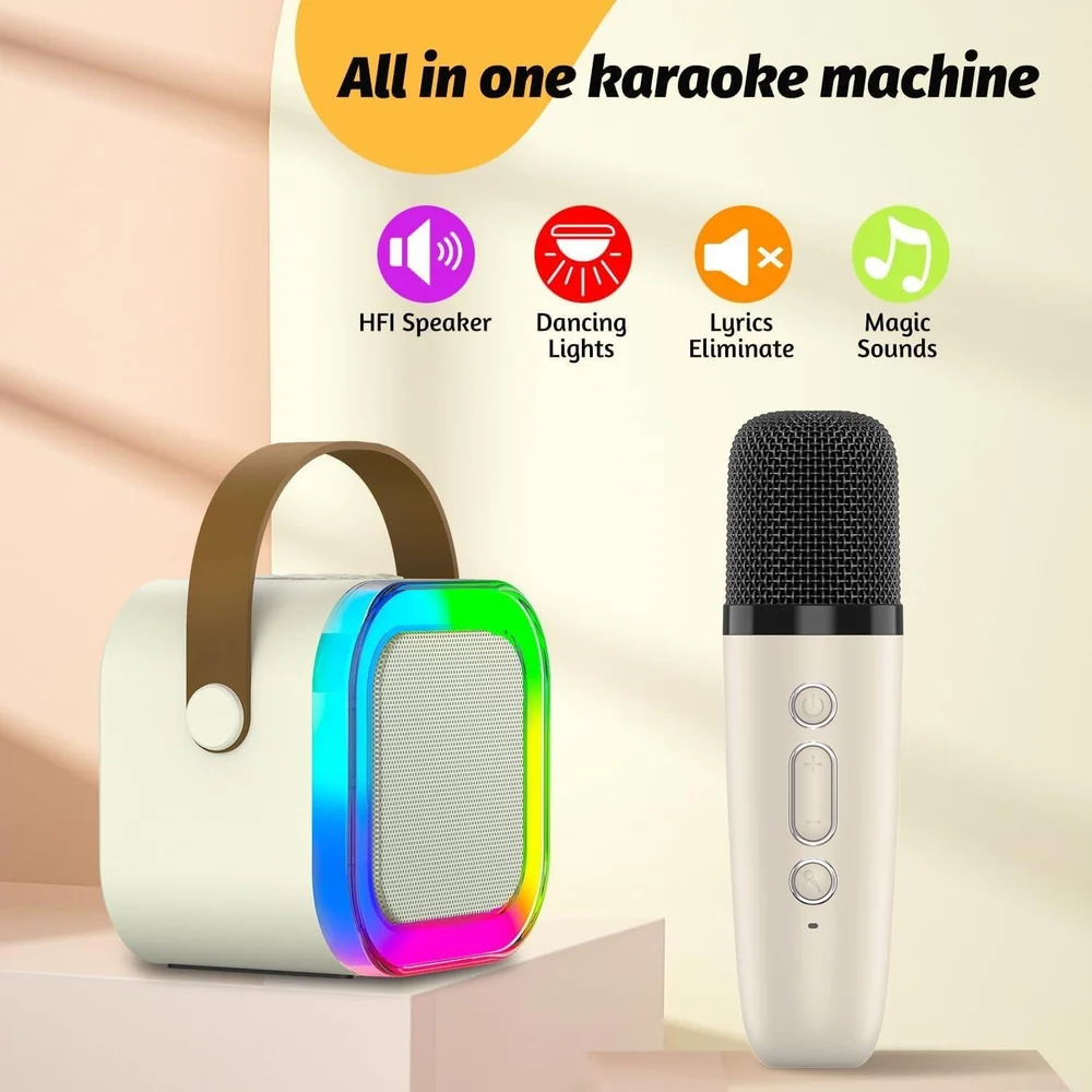 Smart Choice Portable Karaoke Speaker with Wireless Mic (Single Mic) | Karaoke Machine Toys, Portable Bluetooth Speaker | Bluetooth Karaoke Speaker with LED Disco Lights for Home Party
