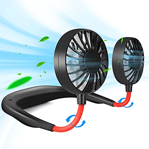 Hand-Free Mini Portable USB Rechargeable Fan, Headphone Design, Neckband Wearable With Led Lights