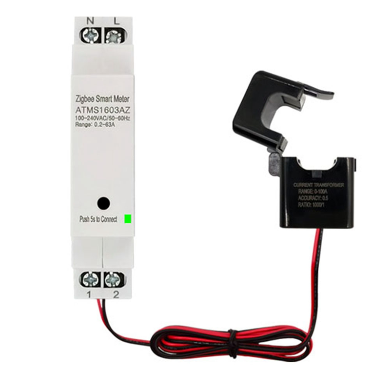 With Clamp Current Transformer App Monitor Electricity Statistic 110V 240V Tuya Smart ZigBee Energy Meter Din Rail (63A)