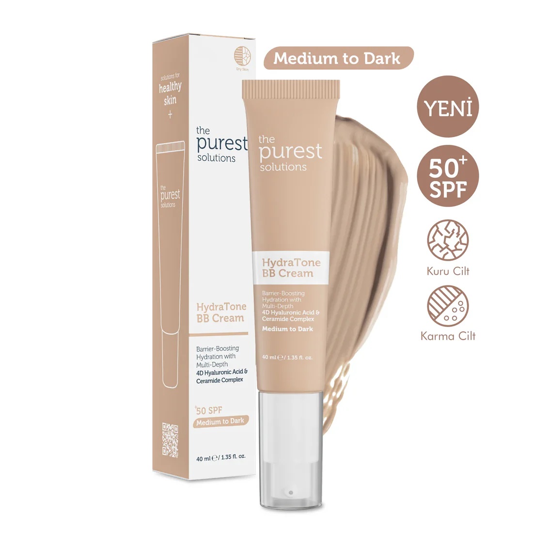 THE PUREST S0LUTION Hydra Tone BB Cream (medium to dark) for Normal and Dry Skin SPF 50+ (40 ml)
