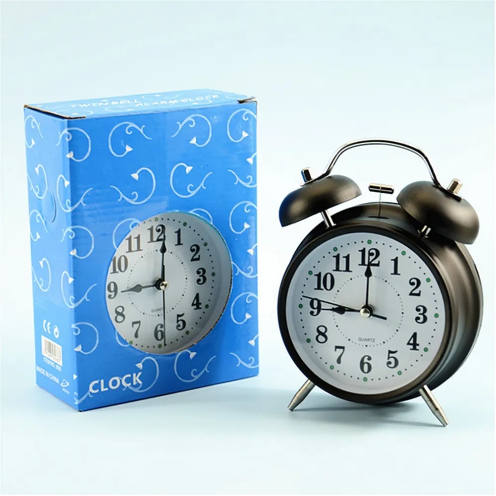 4 Inch Metal Ringing Alarm Clock Retro Bedside Small Table Clock Wake Up Alarm Clock - Classic Table Clock || Sold By Watch House