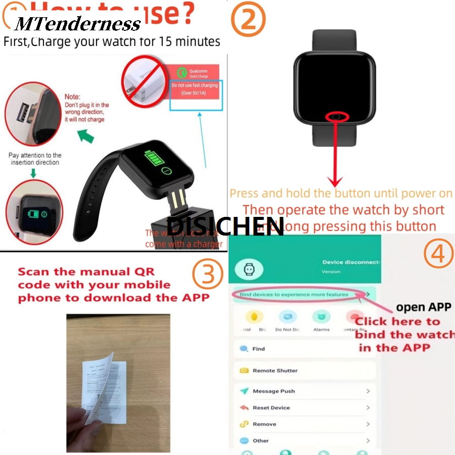 DISICHEN MTenderness IOSAndroid Watch Monitor Sports Watch Tracking Men's Watch D20Pro Smart Original Women's Fitness Heart Rate Blood Pressure Waterproof Smart Fit For Luxury