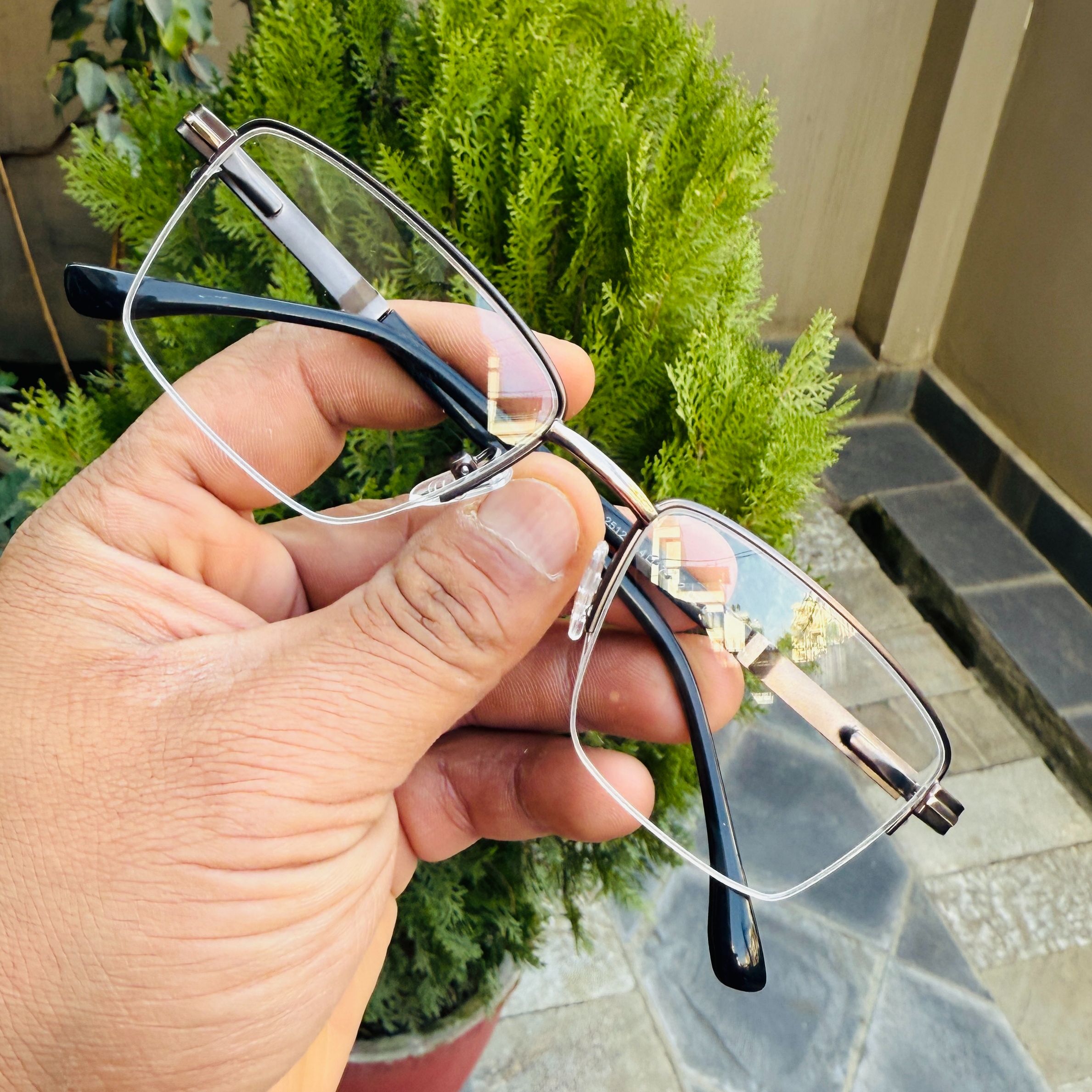 Elegant Black Half Rim Full Frame Computer Glasses with BlueRay Anti-Blue Light for Unisex