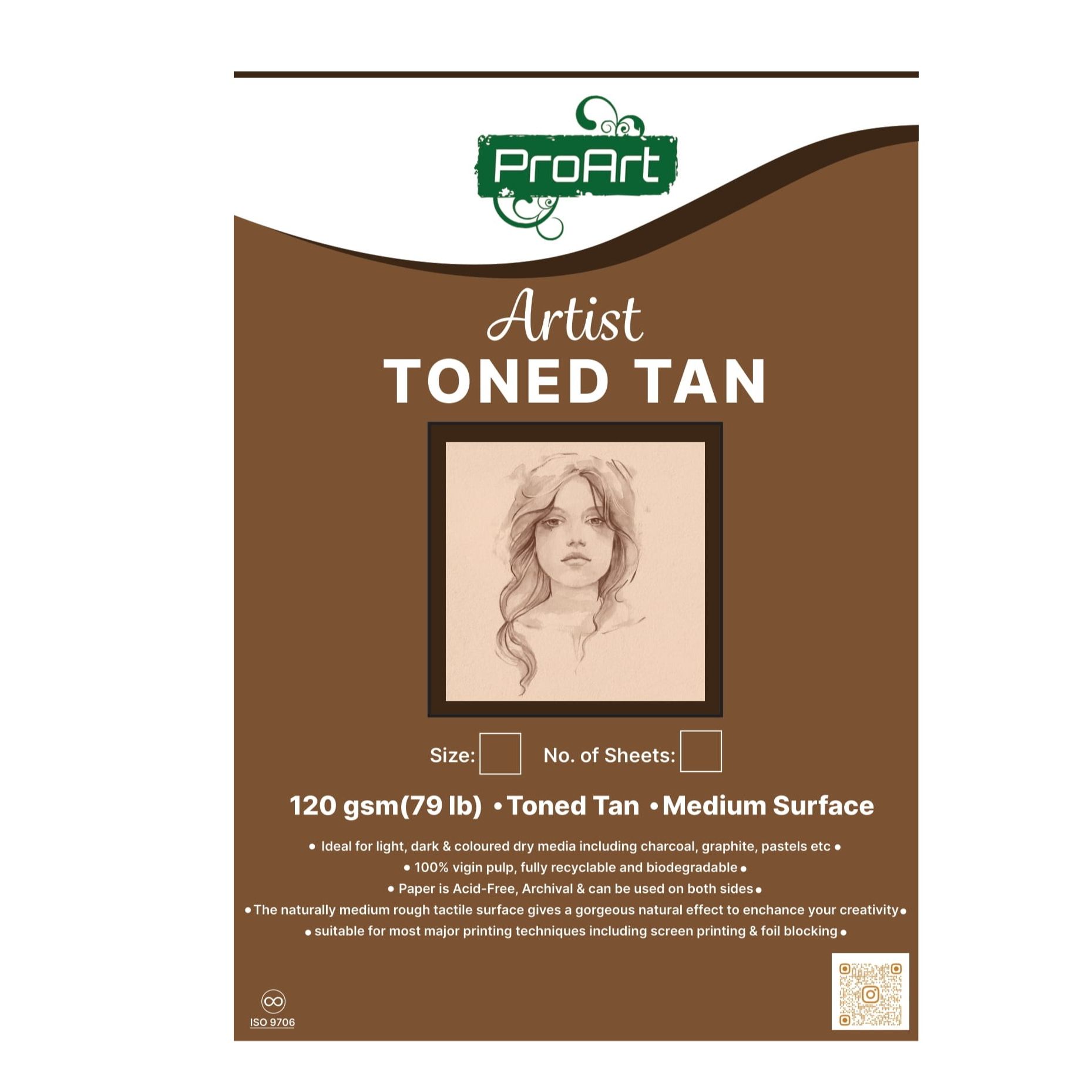 ProArt Artists' Toned Tan Sketch Papers A3, Medium Surface-120 GSM Paper, Pack of 10 Sheets