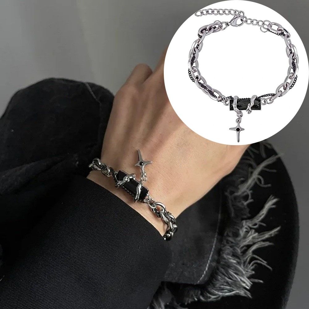 New Black Zircon Star Bracelet Adjustable Red Gothic Style Necklace Goth Chain Design Bracelet Gifts