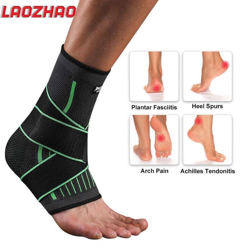 1PC Ankle Brace Compression Sleeve with Adjustable Straps - Arch Support Foot Stabilizer for Plantar Fasciitis, Sprains & Spor