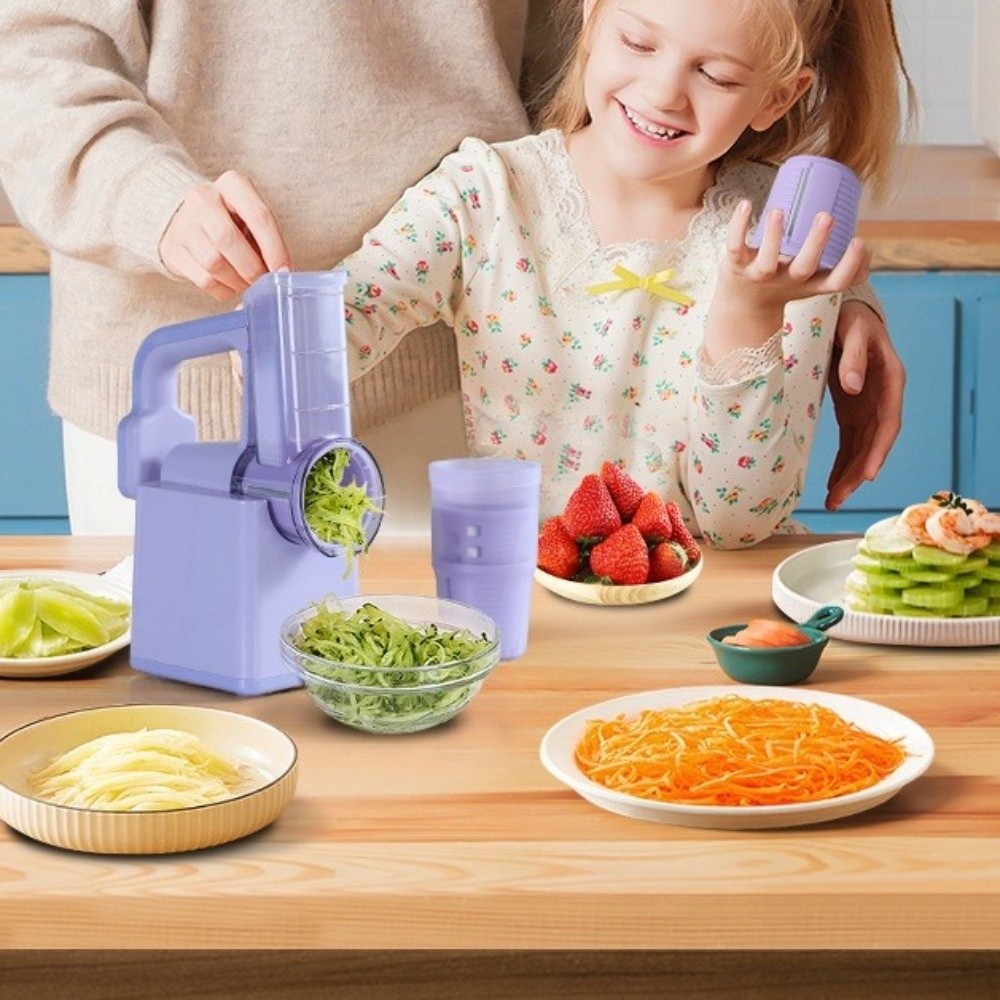 Veggie Chopper Handheld Electric Vegetable Slicer Cordless Automatic Multifunctional Vegetable Cutter Rechargeable Plastic Vegetables Shredders for Nut