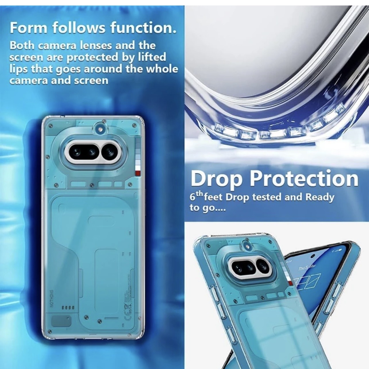 Nothing Phone 4a (5G) Transparent Mobile Back Case Shock Proof Design Camera Edges Protection Crystal Clear Phone Case Silicon Soft TPU and Flexible Bumper Phone Cover