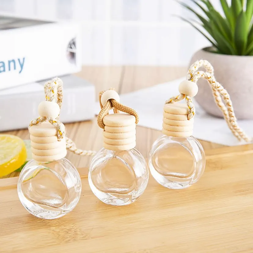 New Mini Fragrance Pendent Bottle Auto Aromatherapy Automotive Decoration Perfume Diffuser Empty Perfum Car Hanging Glass Bottle