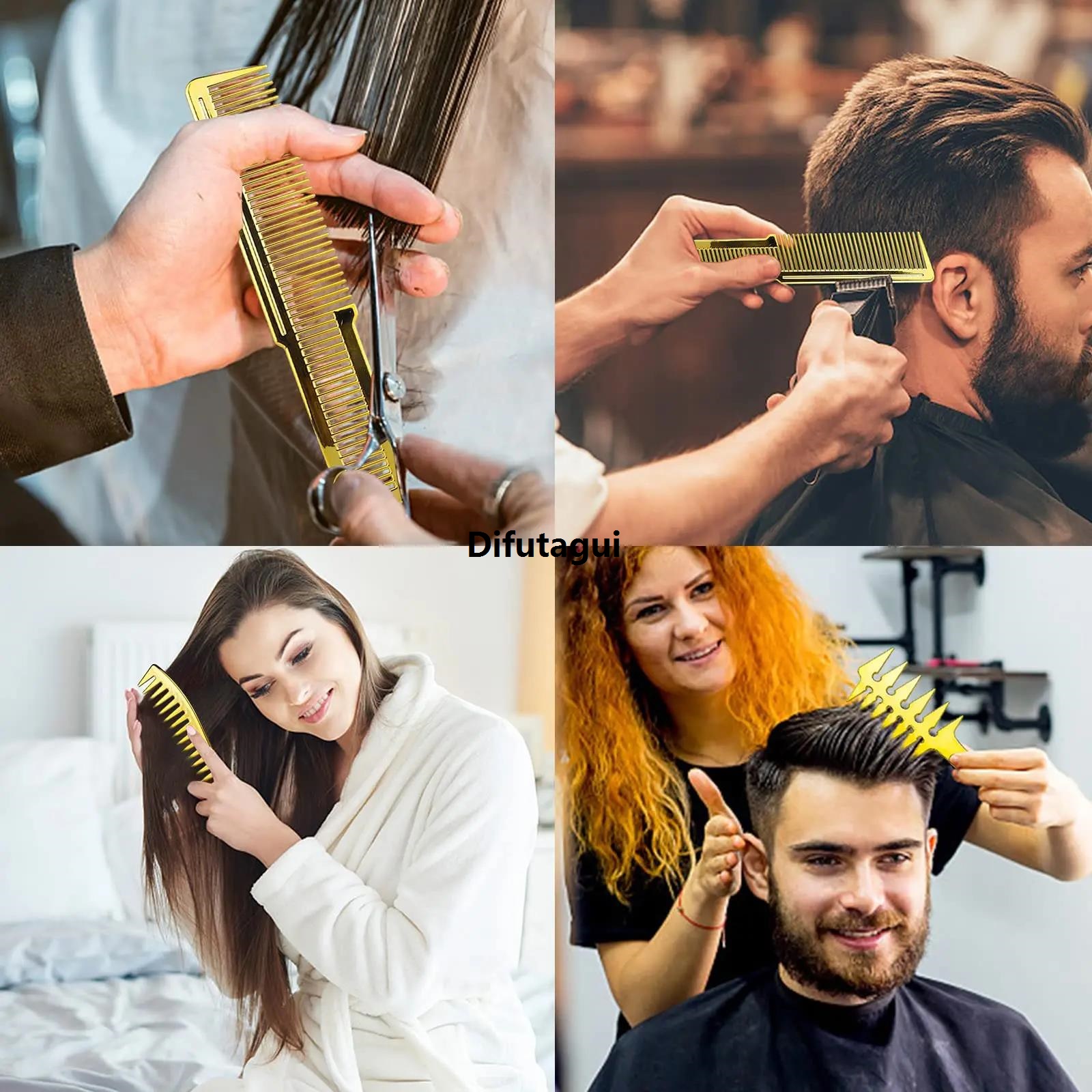 Difutagui Salon Plating Hair Set Comb Professional Barber Styling Fashion Blonde Neck Brush Oil Hair Comb Men's Wide Tooth Comb