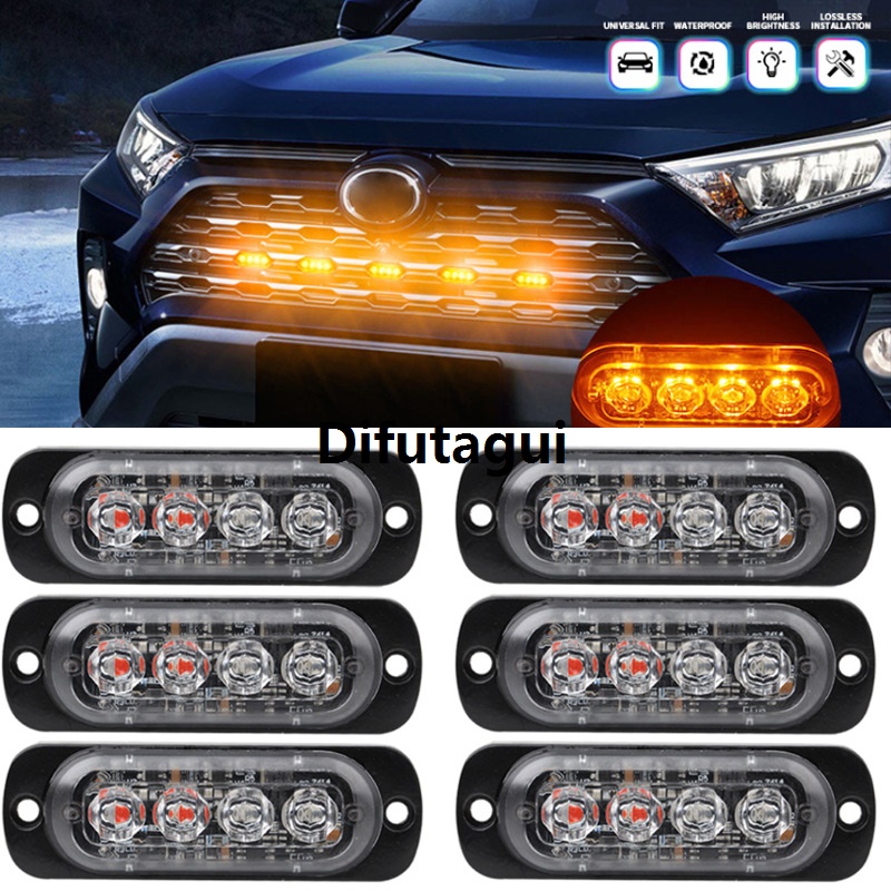 Difutagui 2025 NEW 4LED Car Strobe Warning Light Flash Grille Signal light Police Fifty percent discount Breakdown Trailer Emergency Lamp 12v 24V for Truck Amber Yellow