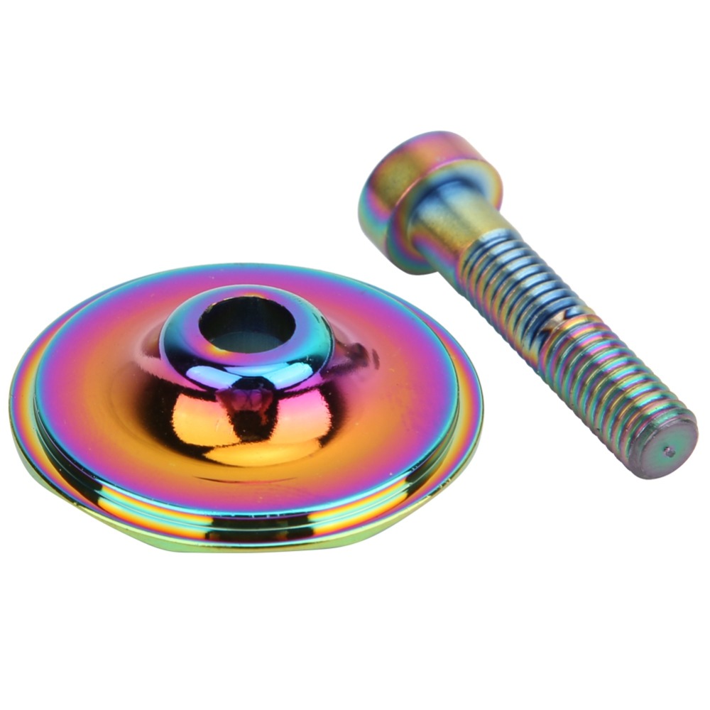 Durable Aluminium alloy + steel Headset Stem Top Cap With Bolt Gold&Colorful Mountain Bike Headset Bicycle Headset Cap for 28.6mm Diameter Forks Cycling Accessories
