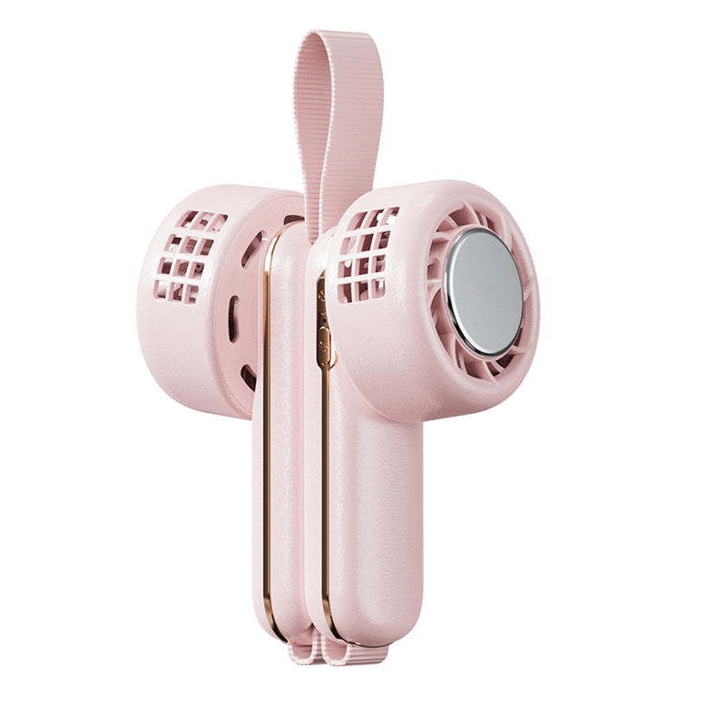 Portable Neck Fan Semiconductor Refrigeration Cooling USB Rechargeable Quiet Mini Fan Air Cooler Summer-Pink