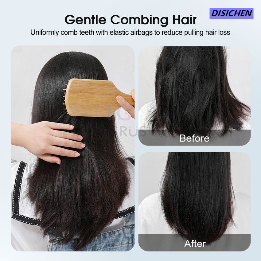 DISICHEN 【The Edge of Beauty】New HEGRU Bamboo Airbag Comb Natural Bamboo Cuhion calp Anti-tatic Maage Comb Air Cuhion Comb Comfortable Airbag Comb Cuhion Comb Hairdreing Comb