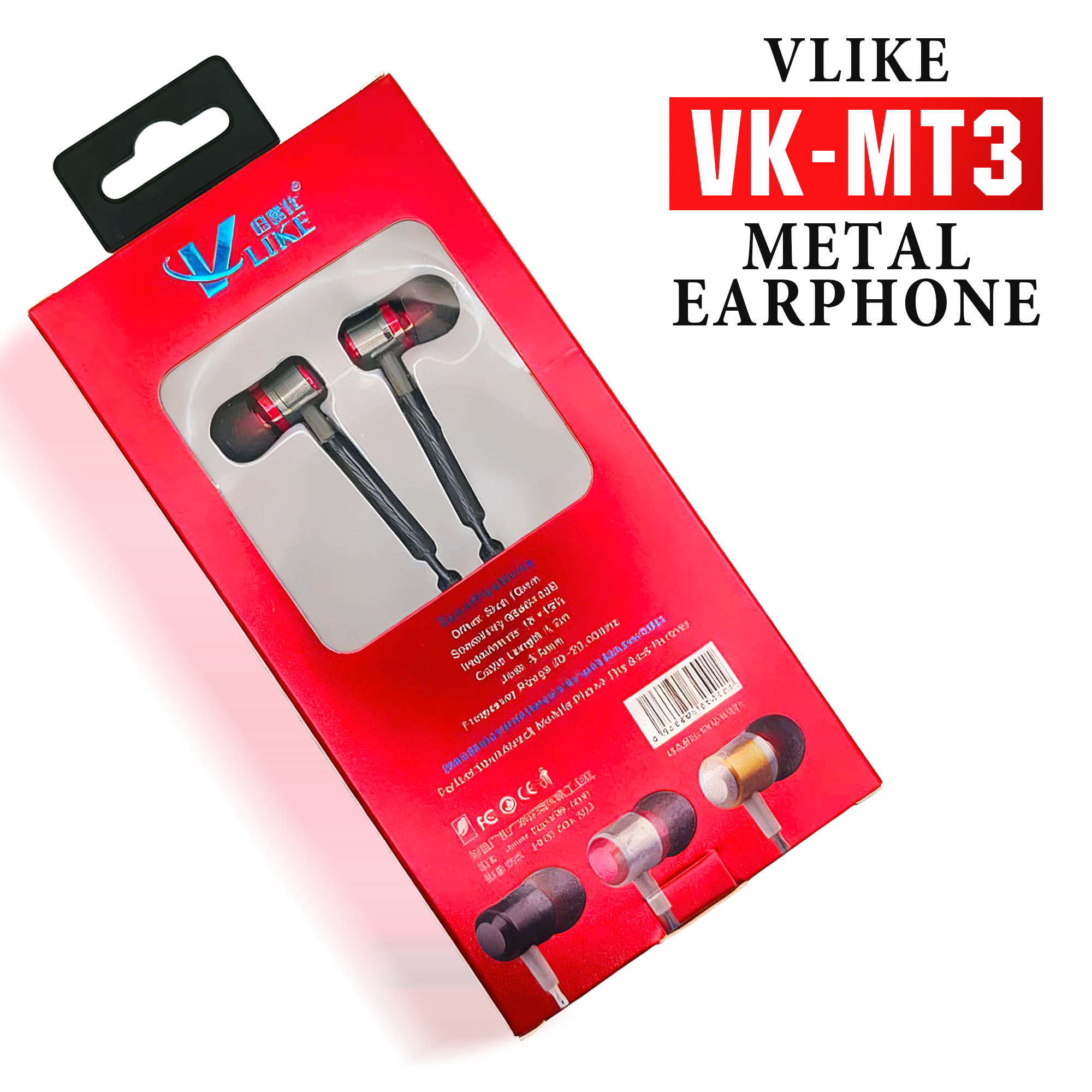 Genuine VLike Brand VK-MT3 Stereo Metal Earphone for Mobile Laptop PC