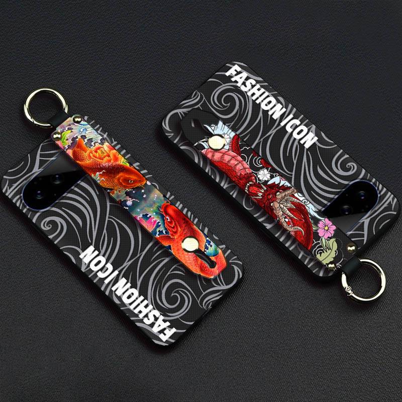 Lanyard Durable Phone Case For Google Pixel11 Pro Anti-knock Phone Holder Shockproof Ring Kickstand Cartoon Cute