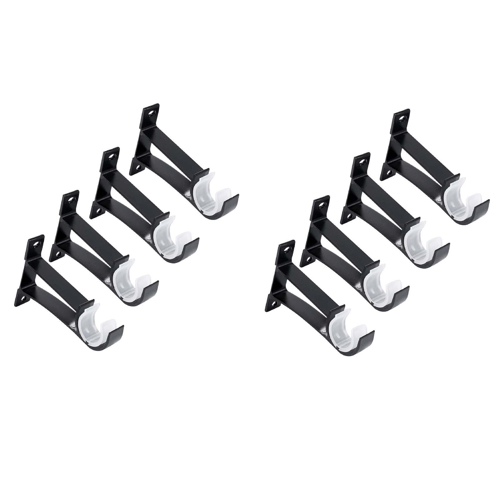 NAMUNY 8 Pack Single Curtain Rod Brackets for Drapery Rod Aluminum Alloy Heavy Duty Curtain Rod Holders (Black)