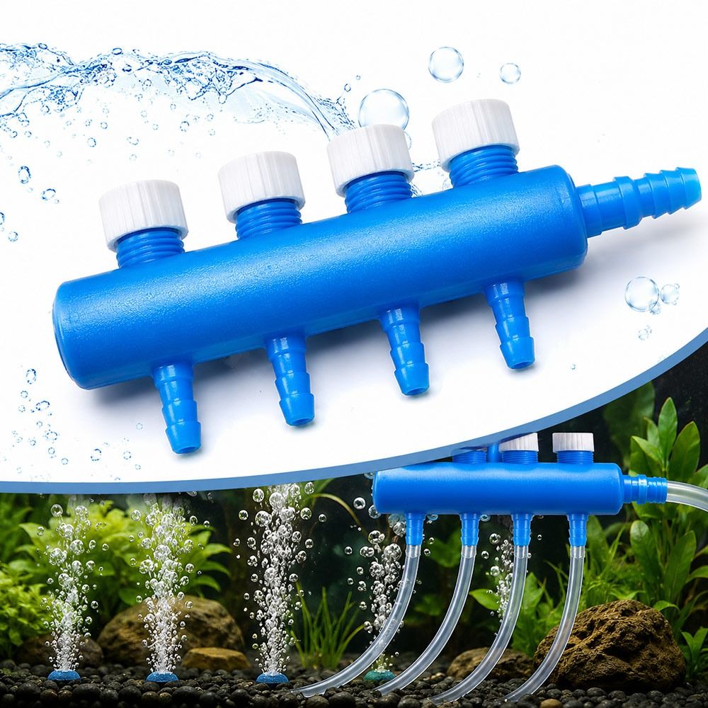 New Adjustable Aquarium Air Manifold Multi Outlet Independent Control Valves Air Flow Control Valve Barbed Connectors Aquarium Air Splitter Aquarium Aeration