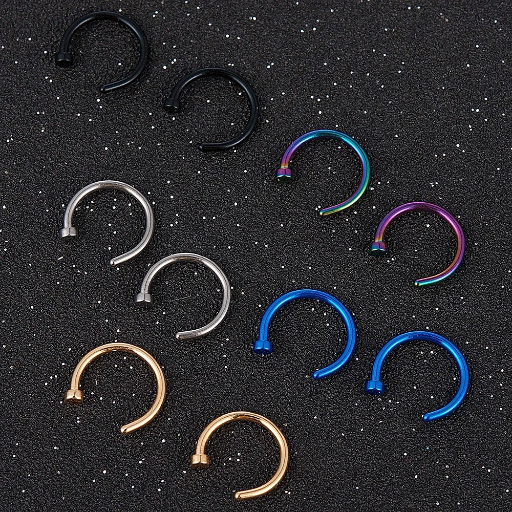HOT WKOUD 2pcs U Shaped Nose Ring Hoop Septum Rings Stainless Steel Nose Piercing Piercing Oreja Pircing Jewelry