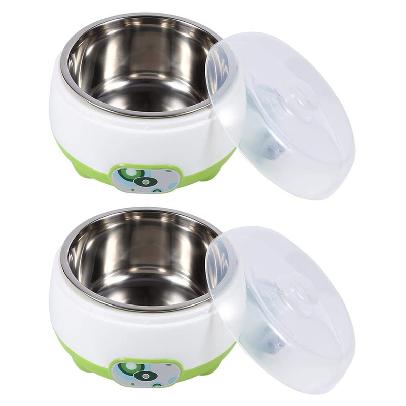 JAERBEE 2X Yoghourt Machine, Automatic Stainless Steel Liner Yogurt Maker Machine Home DIY Yoghourt Container, EU Plug