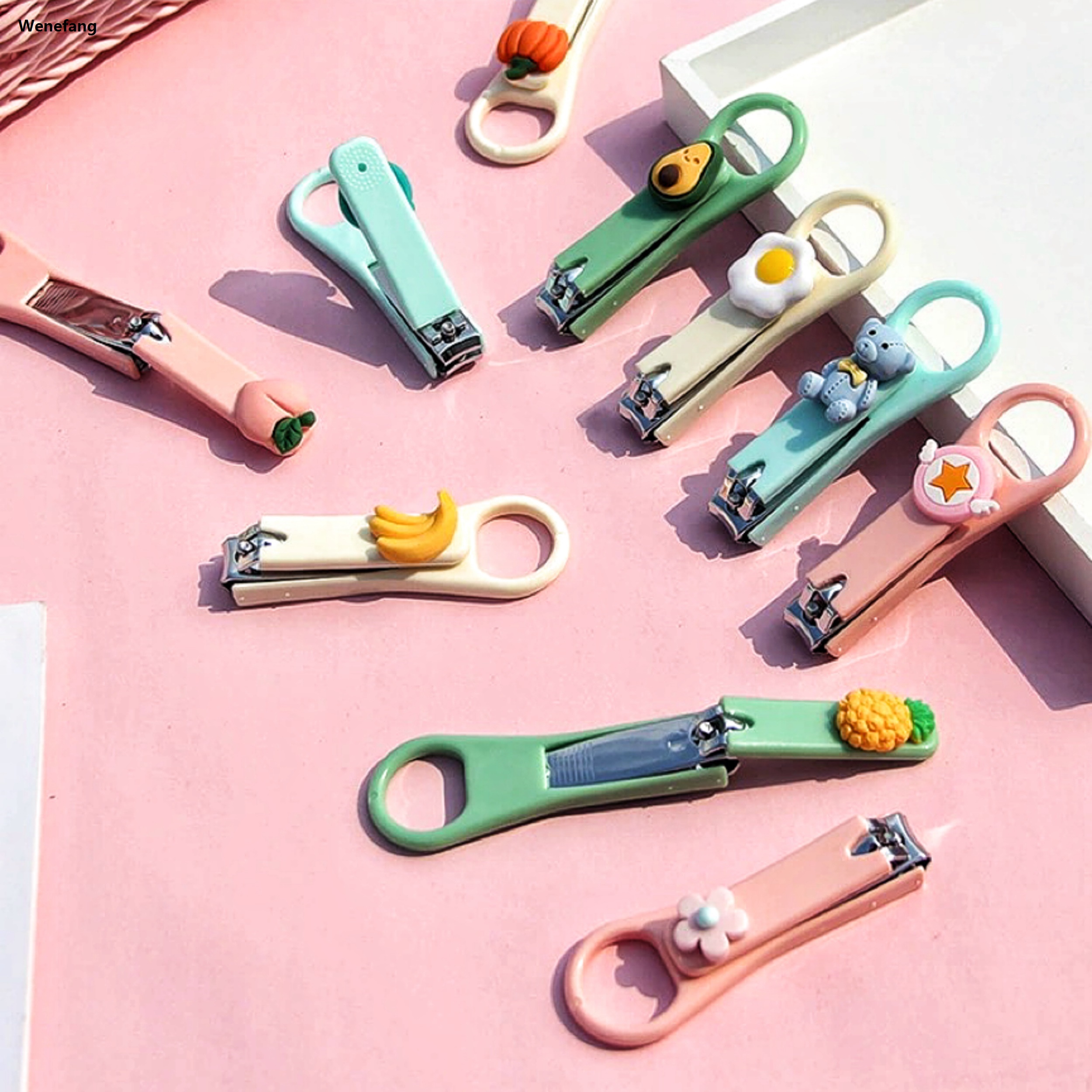 Wenefang Kid's Nail Clipper Cute Cartoon Fruit Nail Clipper for Student Girls Beauty Household Manicure Care Tool Splash-Proof Durable