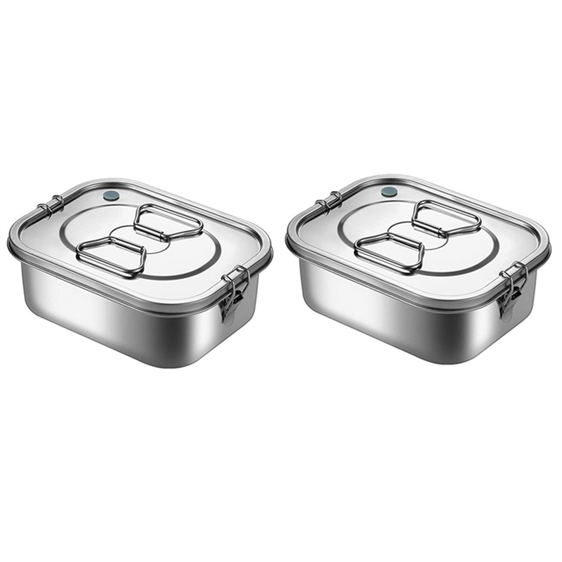 ARELENE 2X Stainless Steel Lunch Box Metal Bento Box Snack Food Container Outdoor Storage Box Lunch Box for Kids